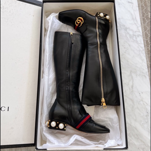 Gucci Shoes - Authentic Gucci Peyton Web Accent Riding Boots